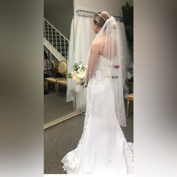 Pronovias Epico Wedding Dress & Veil Sz U. 0. Professionally cleaned & preserved - Picture 5 of 16